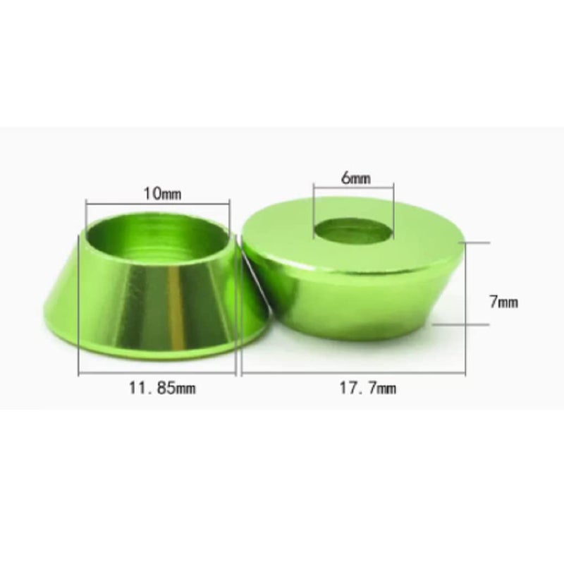 Alextend 20pcs M6 Cone Cup Washers Anodized Aluminum Alloy Screw Gasket Countersunk Washers (Green) - Image 2